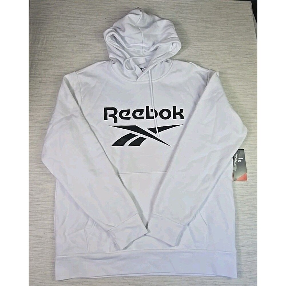 Reebok Core Hoodie Men’s Large Stark White Pullover Sweatshirt NWT